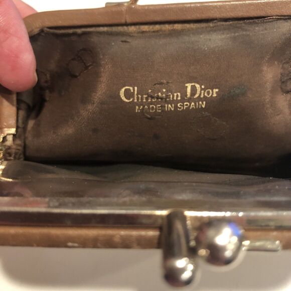 Christian Dior Rare Vintage Leather Monogram Kisslock Change Purse READ Descript - Picture 2 of 11